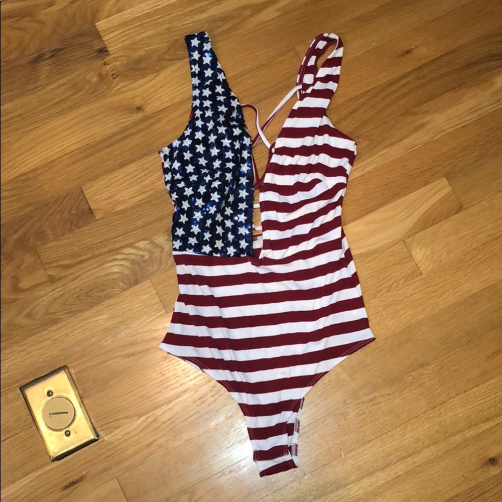Knit American Flag Bodysuit